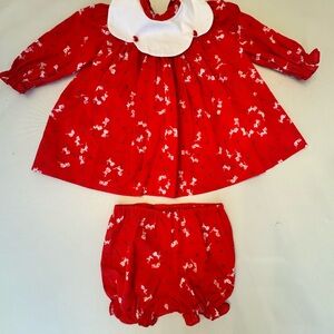 Vintage Red Floral Kids Casual Dress Set